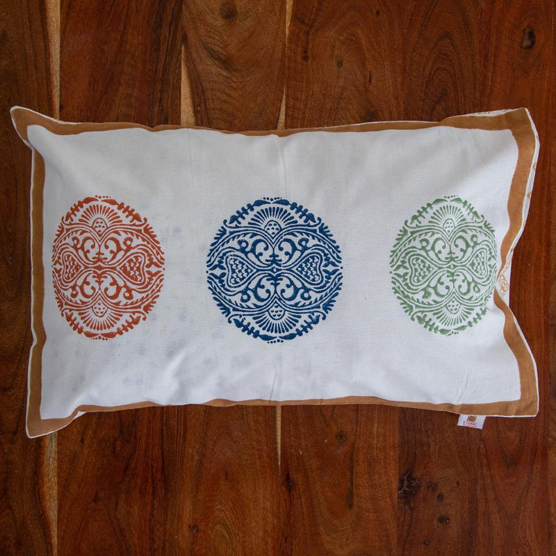 Cotton Pillow Cover White Chakri Block Print (6543379431523)