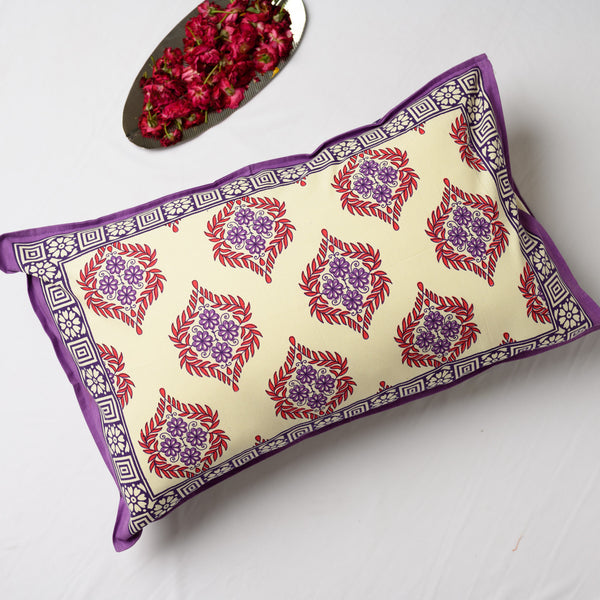 Cotton Pillow Cover Purple Pink Floral Print (6772660011107)