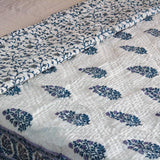 Cotton Mulmul Double Bed Jaipuri Razai Quilt Blue Grey Floral Bel Block Print 4 (4736316702819)