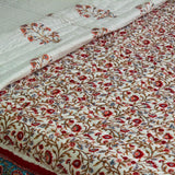 Cotton Mulmul Double Bed Jaipuri Razai White Red Floral Jaal Block Print 2 (4778029776995)