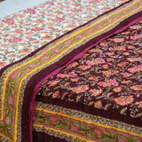 Cotton Double Bed Jaipuri Razai Quilt Maroon Pink Floral Jaal Block Print 2 (4790337273955)