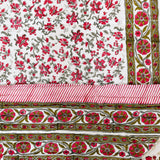 Cotton Mulmul Jaipuri Razai Quilt Pink Grey Tulip Boota Block Print 2 (6693480497251)