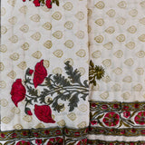 Cotton Mulmul Jaipuri Razai Quilt Pink Grey Tulip Boota Block Print 3 (6693480497251)