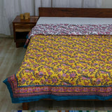 Cotton Mulmul Double Bed Jaipuri Razai Quilt Yellow Floral Bel Print (4736316866659)