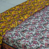 Cotton Mulmul Double Bed Jaipuri Razai Quilt Yellow Floral Bel Print 3 (4736316866659)