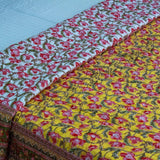 Cotton Mulmul Double Bed Jaipuri Razai Quilt Yellow Lily Bel Print 3 (4736317096035)