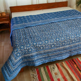 Cotton Mulmul Double Bed Jaipuri Razai Quilt Light Blue Chakri Print 3 (4736317227107)