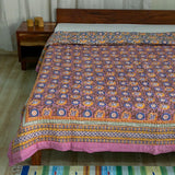 Cotton Mulmul Double Bed Jaipuri Razai Quilt Lavender Chakri Print (4736317292643)