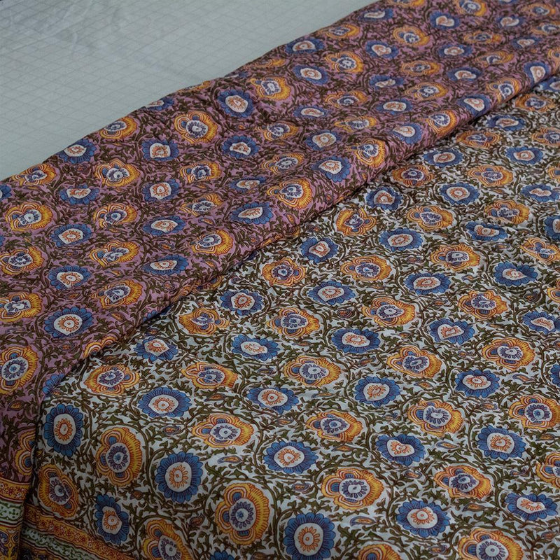 Cotton Mulmul Double Bed Jaipuri Razai Quilt Lavender Chakri Print 3 (4736317292643)