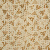 Cotton Kantha Work Double Bed Quilt Earth Brown Triangles Block Print 2 (6755549970531)
