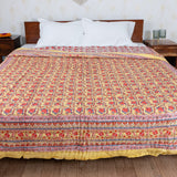 Cotton Mulmul Double Bed Razai Jaipuri Quilt Yellow Pink Tulip Bel Print 1 (6820996120675)