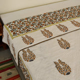 Cotton Mulmul Double Bed Jaipuri Razai Quilt Orange Grey Floral Block Print 1 (4778029744227)