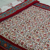 Cotton Mulmul Single Bed Jaipuri Razai Red Brown Floral Bel Block Print 4 (4778124312675)