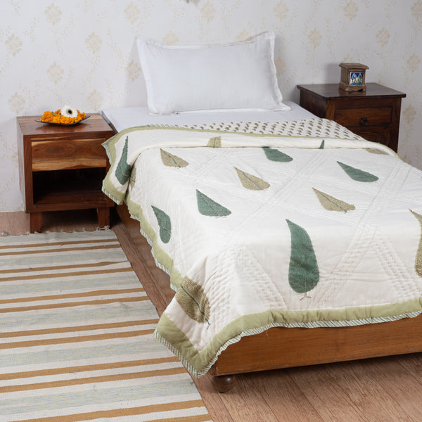 Graceful Patti Handblock Printed Single Bed Razai (6863326707811)