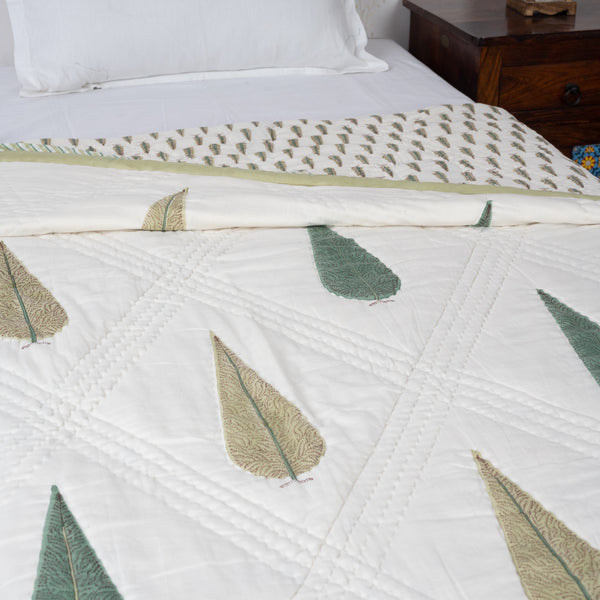 Graceful Patti Handblock Printed Single Bed Razai (6863326707811)