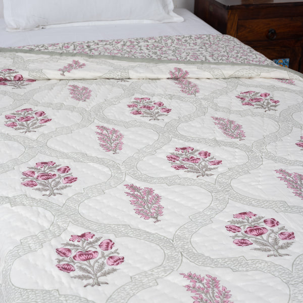 Botanical Heaven Handblock Printed Single Bed Razai (6863326838883)
