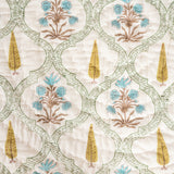 Cotton Single Bed Razai Jaipuri Quilt Turquoise Brown Boota Block Print 2 (6820997628003)