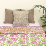 Cotton Mulmul Single Bed Jaipuri Razai Purple Green Floral Block Print 2 (4778121920611)