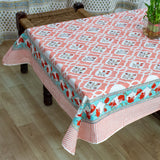 Cotton Table Cover Peach Mughal Jaali Block Print 1 (6692996808803)