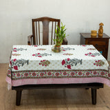 Cotton Table Cover Pink Grey Tulip Boota Block Print 2 (6550099460195)