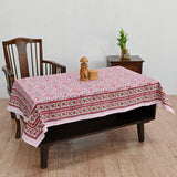 Cotton Table Cover Pink Red Anar Jaal Block Print 2 (6689274167395)