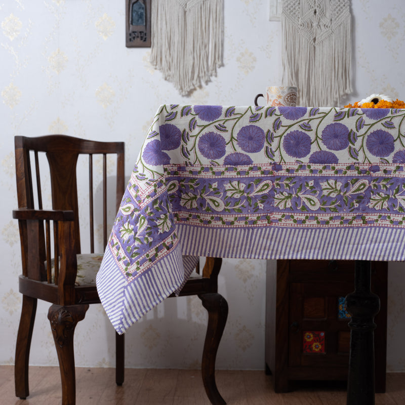 Sophia Handblock Print Cotton Tablecloth (6867395936355)