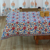 Cotton Table Cover Pink Blue Floral Jaal Print (6691624714339)