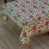 Cotton Table Cover Pink Green Floral Jaal Print (6691624747107)