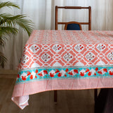 Cotton Table Cover Peach Mughal Jaali Block Print (6692996808803)