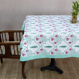 Fine Cotton Table Cover Pink Green Mughal Jaali Block Print (6693486493795)