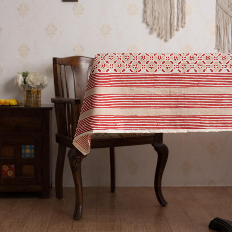 Cotton Table Cover Chikoo Red Geometric Block Print 1 (6744319000675)