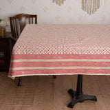 Cotton Table Cover Chikoo Red Geometric Block Print (6744319000675)