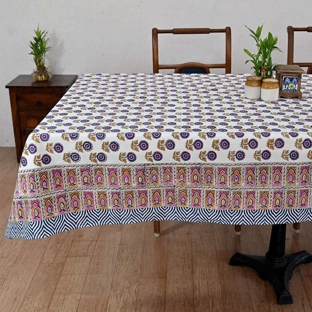 Cotton Table Cover Purple Brown Booti Block Print 1 (6689273938019)