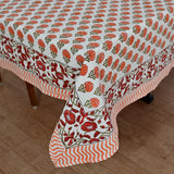 Cotton Table Cover Orange Booti Block Print (6689274724451)