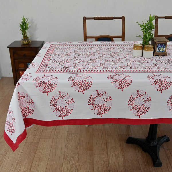 Cotton Table Cover Red Pink Jaal Block Print 1 (6691625205859)