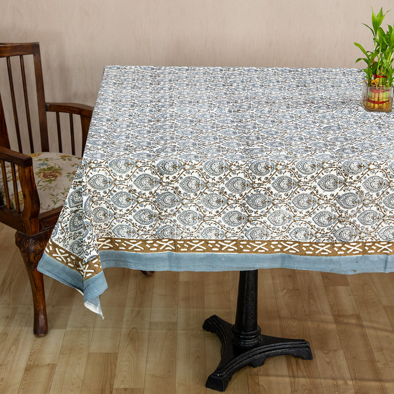 Cotton Table Cover Grey Brown Leaf Jaal Block Print 1 (6689292320867)