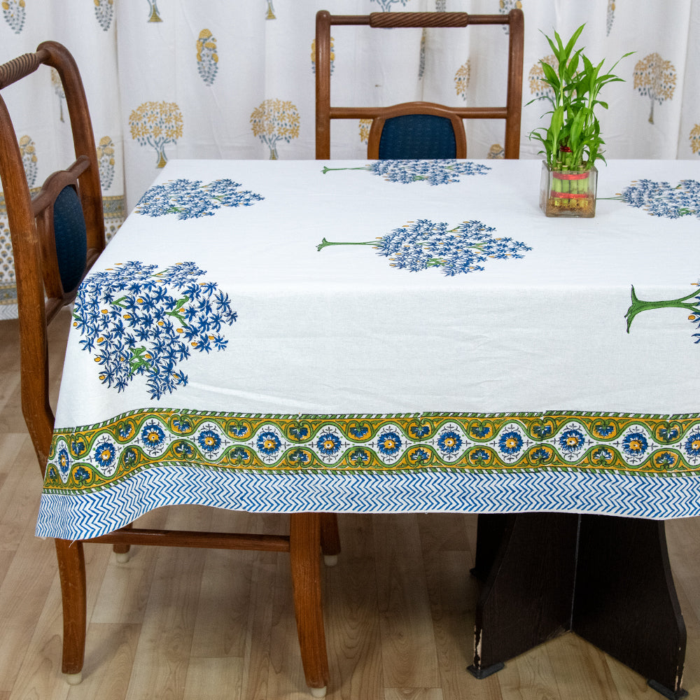Cotton Table Cover Blue Green Mango Tree Boota Block Print 1 (6689285537891)