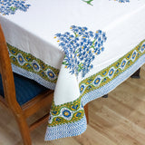 Cotton Table Cover Blue Green Mango Tree Boota Block Print (6689285537891)