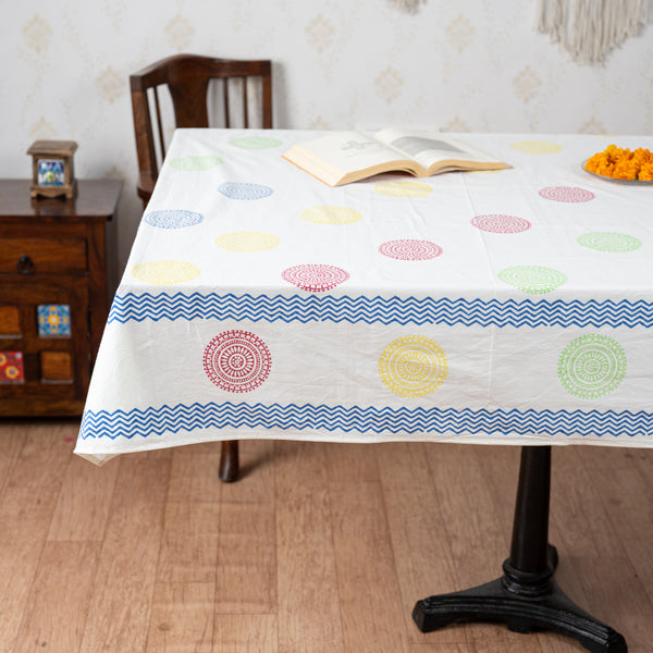 Fine Cotton Table Cover Satrangi Chakri Block Print (6800618586211)