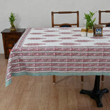Cotton Table Cover Pink Grey Floral Motif Block Print 1 (6691625402467)