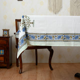 Cotton Six Seater Table Cover Blue Green Boota Block Print 1 (6755573792867)
