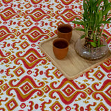 Cotton Table Cover Red Brown Abstract Block Print (6689274232931)