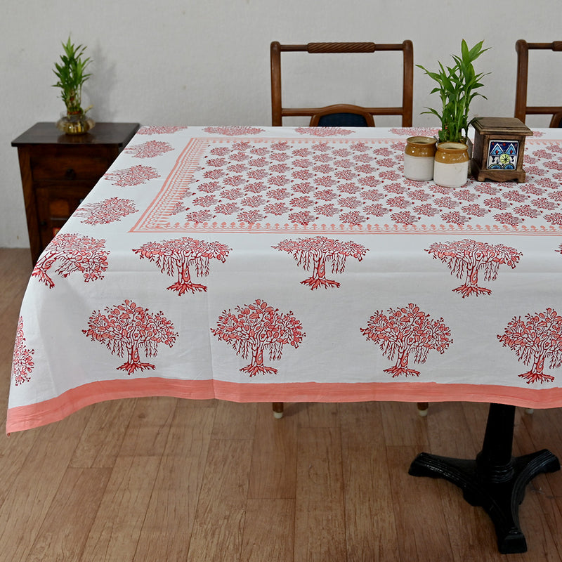 Cotton Table Cover Orange Tree Block Print 1 (6691625631843)