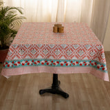 Cotton Table Cover Peach Mughal Jaali Block Print 3 (6692996808803)
