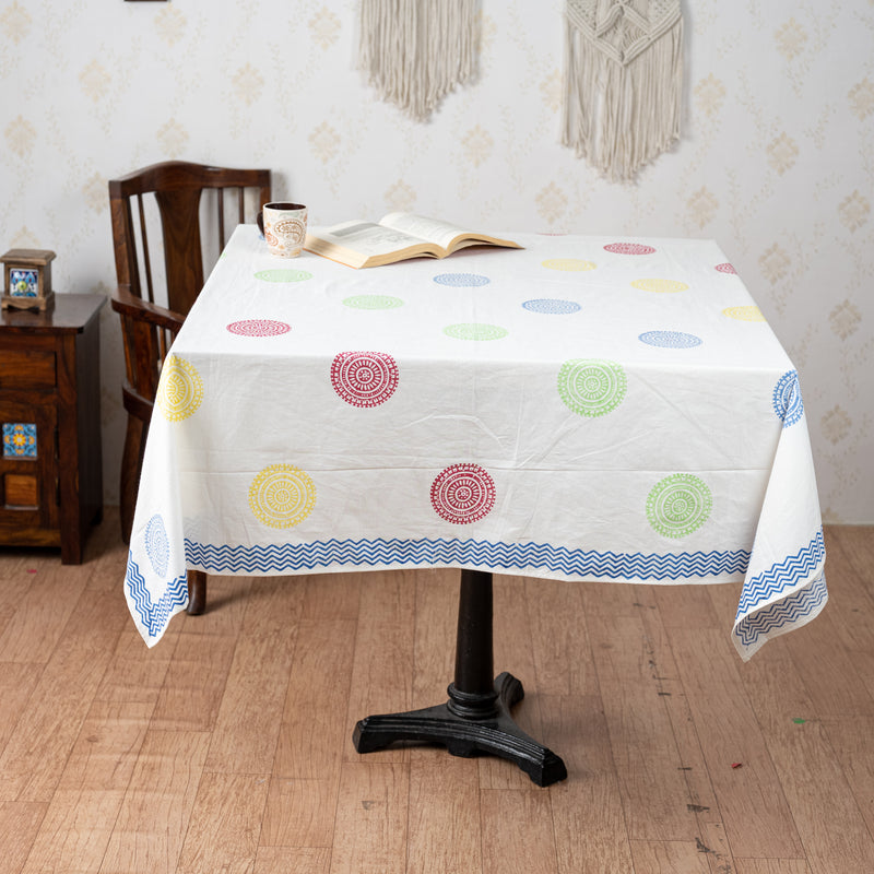 Fine Cotton Table Cover Satrangi Chakri Block Print 3 (6800618586211)