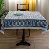 Cotton Table Cover Blue White Floral Jaal Block Print 2 (6550098935907)