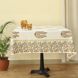 Cotton Table Cover Orange Grey Floral Boota Block Print 3 (6692996710499)