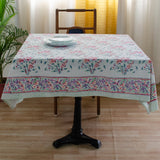 Cotton Table Cover Light Green Pink Rose Boota Block Print 2 (6550099099747)