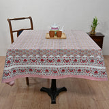 Cotton Table Cover Grey Pink Booti Block Print 2 (6689274036323)