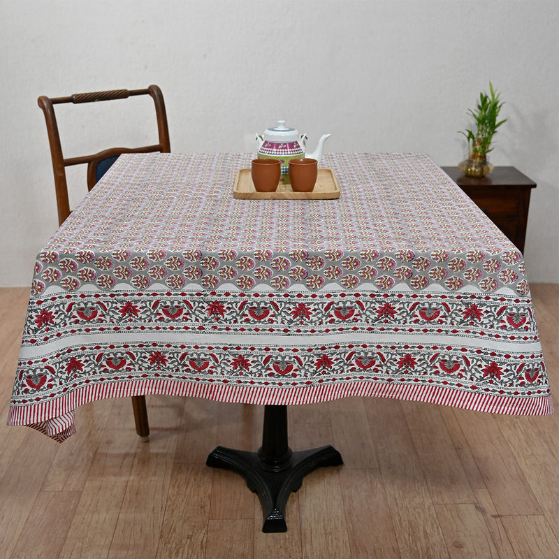 Cotton Table Cover Grey Pink Booti Block Print 2 (6689274036323)